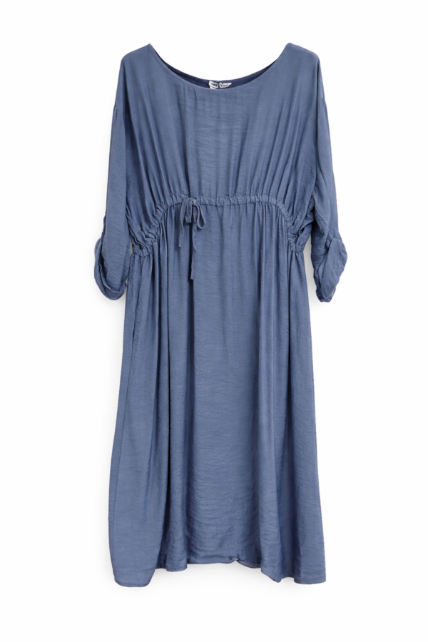 adjustable drawstring midi dress