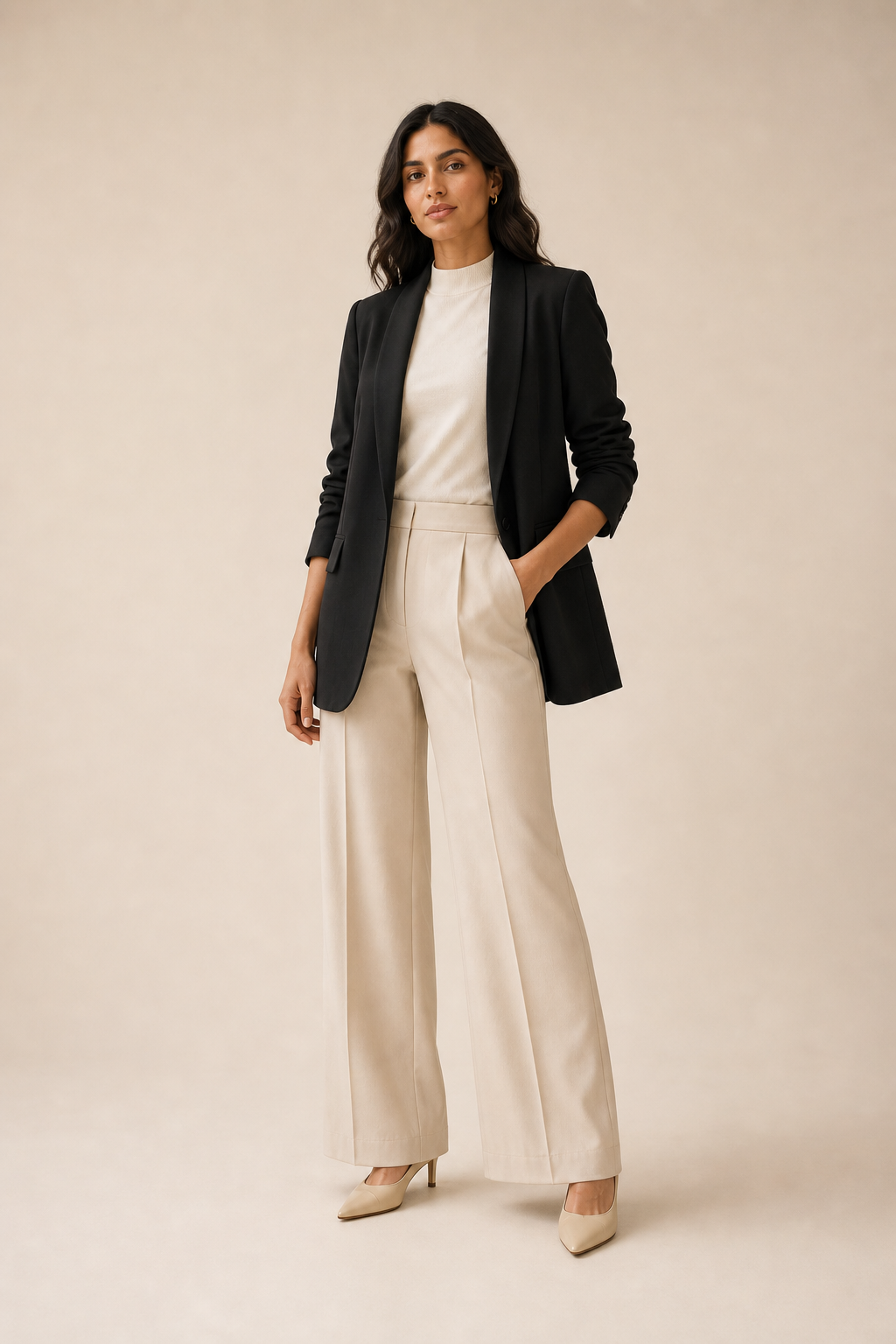 ruched sleeve blazer
