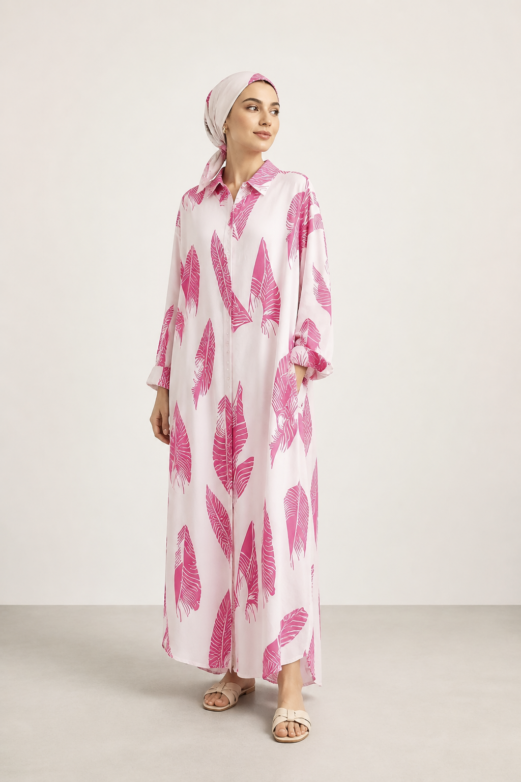 feather print oversized tunic
